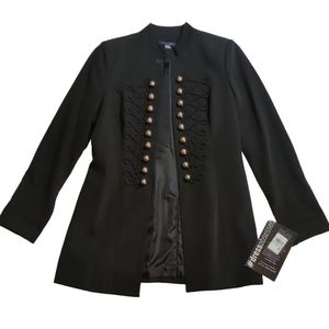 Tommy Hilfiger Woman Black Jacket Size 8 Military Scroll Details Gold bottons